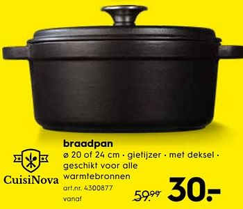 Promoties Braadpan - CuisiNova - Geldig van 01/07/2019 tot 31/07/2019 bij Blokker