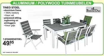 Promoties Aluminium - polywood tuinmeubelen 7 - standenstoel - Bois le Duc - Geldig van 01/07/2019 tot 20/07/2019 bij Van Cranenbroek
