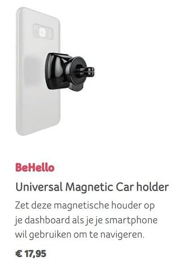 Promoties Behello universal magnetic car holder - BeHello - Geldig van 01/07/2019 tot 05/08/2019 bij Telenet