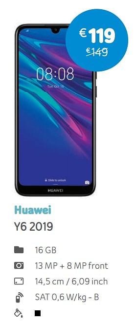 Promoties Huawei y6 2019 - Huawei - Geldig van 01/07/2019 tot 05/08/2019 bij Telenet