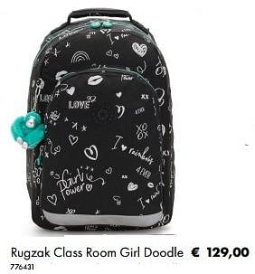 Promoties Rugzak class room girl doodle - Kipling - Geldig van 01/08/2019 tot 31/08/2019 bij Multi Bazar