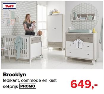 Promoties Brooklyn ledikant, commode en kast setprijs - TWF - Geldig van 01/07/2019 tot 03/08/2019 bij Baby-Dump