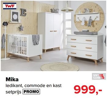Promotions Mika ledikant, commode en kast setprijs - TWF - Valide de 01/07/2019 à 03/08/2019 chez Baby-Dump