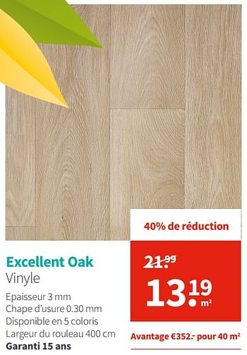 Promotions Excellent oak vinyle - Produit Maison - Carpetright - Valide de 01/07/2019 à 31/07/2019 chez Carpetright