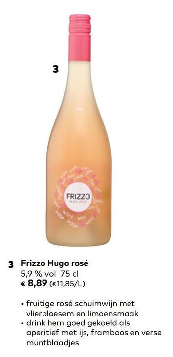 Promoties Frizzo hugo rosé - Rosé wijnen - Geldig van 03/07/2019 tot 06/08/2019 bij Bioplanet