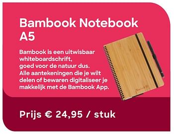 Promoties Bambook notebook a5 - Huismerk - Ava - Geldig van 03/07/2019 tot 08/09/2019 bij Ava