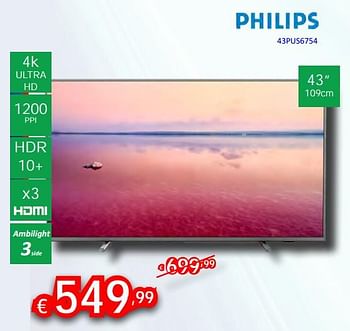 Promoties Philips 43pus6754 - Philips - Geldig van 02/07/2019 tot 31/07/2019 bij Tele-Sound