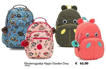 Promoties Kleuterrugzakje hippo garden grey - Kipling - Geldig van 02/07/2019 tot 31/08/2019 bij De Kinderplaneet
