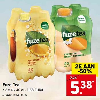Promoties Fuze tea - FuzeTea - Geldig van 15/07/2019 tot 20/07/2019 bij Lidl