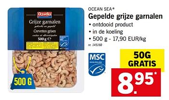 Promoties Gepelde grijze garnalen - OceanSEa - Geldig van 15/07/2019 tot 20/07/2019 bij Lidl