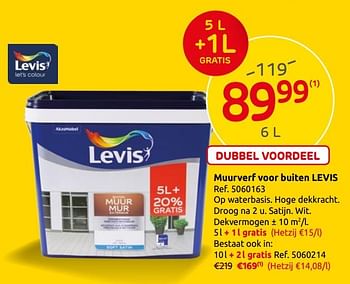 Promoties Muurverf voor buiten levis - Levis - Geldig van 10/07/2019 tot 22/07/2019 bij Brico