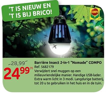 Promoties Barrière insect compo - Compo - Geldig van 10/07/2019 tot 22/07/2019 bij Brico