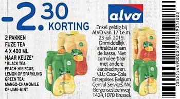 Promoties -2.30 korting 2 pakken fuze tea - FuzeTea - Geldig van 17/07/2019 tot 23/07/2019 bij Alvo