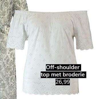 Promoties Off-shoulder top met broderie - Huismerk - MS Mode - Geldig van 06/07/2019 tot 31/08/2019 bij MS Mode