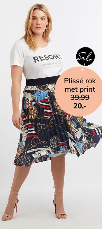 Promoties Plissé rok met print - Huismerk - MS Mode - Geldig van 06/07/2019 tot 31/08/2019 bij MS Mode
