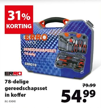Promoties 78-delige gereedschapsset in koffer - Erro - Geldig van 17/07/2019 tot 30/07/2019 bij Gamma