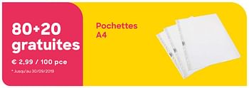 Promoties Pochettes a4 - Huismerk - Ava - Geldig van 03/07/2019 tot 08/09/2019 bij Ava