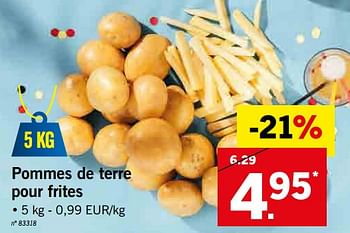 Promotions Pommes de terre pour frites - Produit maison - Lidl - Valide de 15/07/2019 à 20/07/2019 chez Lidl