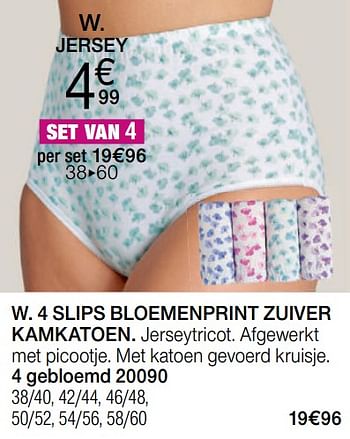 Promoties 4 slips bloemenprint zuiver kamkatoen - Huismerk - Damart - Geldig van 03/07/2019 tot 31/07/2019 bij Damart