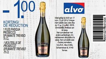 Promotions -1. 00 de réduction 1 bouteille de prosecco spumante treviso - Mousseux - Valide de 17/07/2019 à 23/07/2019 chez Alvo
