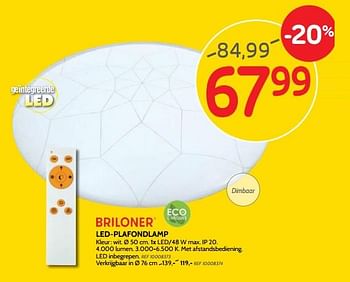 Promoties Briloner led-plafondlamp - Briloner - Geldig van 24/07/2019 tot 12/08/2019 bij BricoPlanit