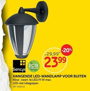 Promoties Hangende led-wandlamp voor buiten - Sencys - Geldig van 24/07/2019 tot 12/08/2019 bij BricoPlanit