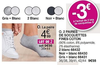 Promotions 2 paires de socquettes fines coton - Produit Maison - Damart - Valide de 03/07/2019 à 31/07/2019 chez Damart
