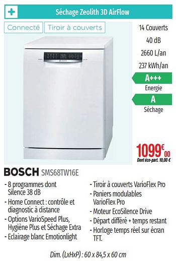 Promotions Lave-vaisselle bosch sms68tw16e - Bosch - Valide de 01/07/2019 à 31/12/2019 chez Domial Èlectromenager Image et Son