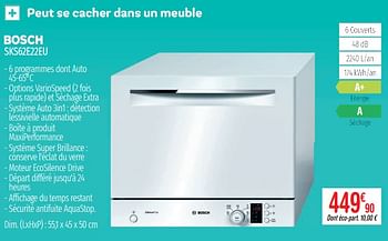 Promoties Lave-vaisselle largeur bosch sks62e22eu - Bosch - Geldig van 01/07/2019 tot 31/12/2019 bij Domial Èlectromenager Image et Son