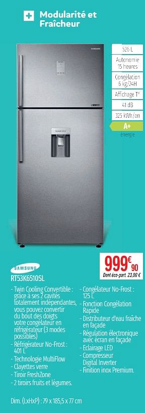 Promotions Réfrigérateurs 2 portes samsung rt53k6510sl - Samsung - Valide de 01/07/2019 à 31/12/2019 chez Domial Èlectromenager Image et Son