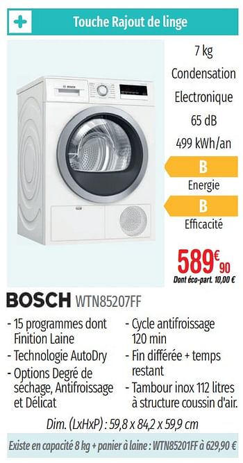 Promotions Sèche-linge bosch - Bosch - Valide de 01/07/2019 à 31/12/2019 chez Domial Èlectromenager Image et Son