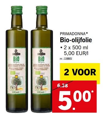 Promotions Bio-olijfolie - Primadonna - Valide de 22/07/2019 à 27/07/2019 chez Lidl