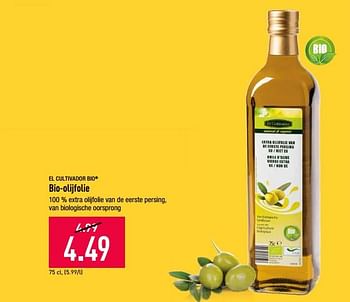 Promoties Bio-olijfolie - El Cultivador - Geldig van 15/07/2019 tot 20/07/2019 bij Aldi