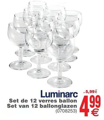 Promoties Set de 12 verres ballon set van 12 ballon glazen - Luminarc - Geldig van 16/07/2019 tot 27/07/2019 bij Cora
