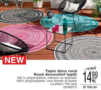 Promoties Tapis déco rond rond decoratief tapijt - Huismerk - Cora - Geldig van 16/07/2019 tot 27/07/2019 bij Cora