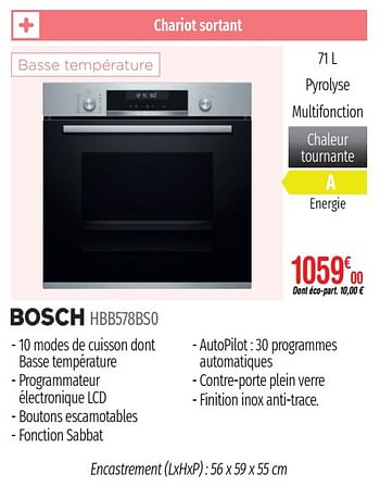 Promotions Fours bosch hbb578bs0 - Bosch - Valide de 01/07/2019 à 31/12/2019 chez Domial Èlectromenager Image et Son