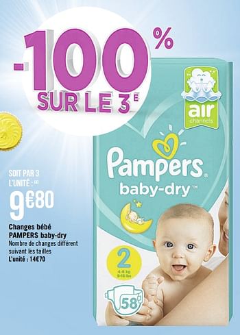 Promoties Changes bébé pampers baby-dry - Pampers - Geldig van 16/07/2019 tot 28/07/2019 bij Super Casino