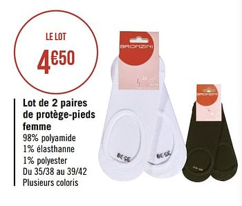 Promotions Lot de 2 paires de protège-pieds femme - Bronzini - Valide de 16/07/2019 à 28/07/2019 chez Géant Casino