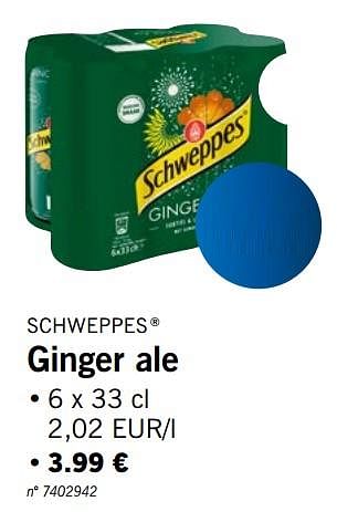 Promoties Ginger ale - Schweppes - Geldig van 22/07/2019 tot 27/07/2019 bij Lidl