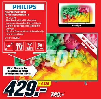 Promoties Philips 50pus6703-12 50 4k edge led smart tv - Edge - Geldig van 15/07/2019 tot 21/07/2019 bij Media Markt
