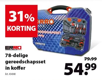 Promoties 78-delige gereedschapsset in koffer - Erro - Geldig van 24/07/2019 tot 31/07/2019 bij Gamma