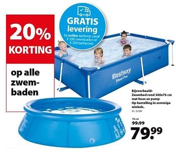 Promoties Zwembad rond 360x76 cm met hoes en pomp - Huismerk - Gamma - Geldig van 24/07/2019 tot 31/07/2019 bij Gamma