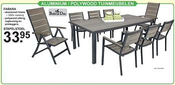 Promoties Aluminium - polywood tuinmeubelen fabara stapelstoel - Bois le Duc - Geldig van 15/07/2019 tot 03/08/2019 bij Van Cranenbroek