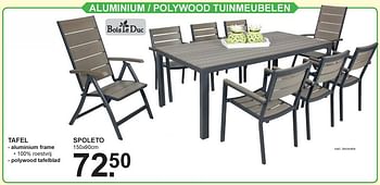 Promoties Aluminium - polywood tuinmeubelen fabara tafel spoleto - Bois le Duc - Geldig van 15/07/2019 tot 03/08/2019 bij Van Cranenbroek