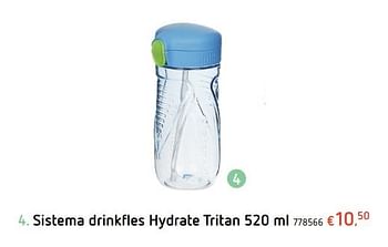 Promotions Sistema drinkfles hydrate tritan 520 ml - Sistema - Valide de 25/07/2019 à 04/09/2019 chez Dreamland