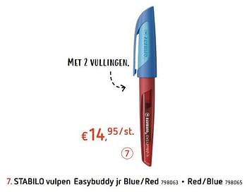 Promoties Stabilo vulpen easybuddy jr blue-red - Stabilo - Geldig van 25/07/2019 tot 04/09/2019 bij Dreamland