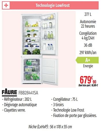 Promoties Réfrigerateurs intégrables combinés niche faure fbb28441sa - Faure - Geldig van 01/07/2019 tot 31/12/2019 bij Domial Èlectromenager Image et Son