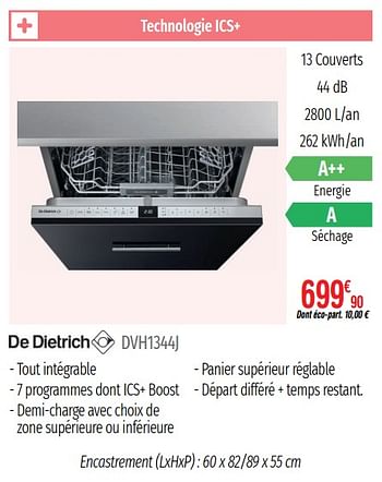 Promoties Lave-vaisselle intégrables de dietrich dvh1344j - De Dietrich - Geldig van 01/07/2019 tot 31/12/2019 bij Domial Èlectromenager Image et Son