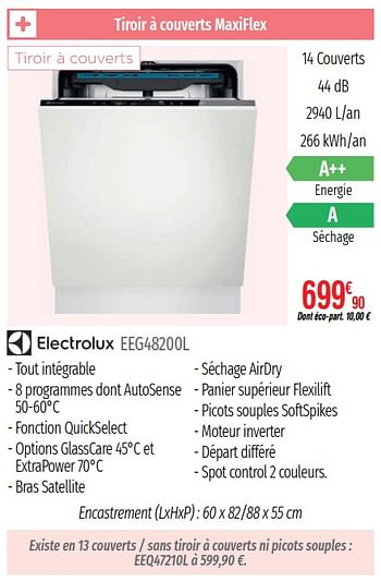Promoties Lave-vaisselle intégrables electrolux eeg48200l - Electrolux - Geldig van 01/07/2019 tot 31/12/2019 bij Domial Èlectromenager Image et Son