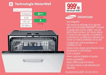 Promotions Technologie waterwall samsung dw60m9550bb - Samsung - Valide de 01/07/2019 à 31/12/2019 chez Domial Èlectromenager Image et Son